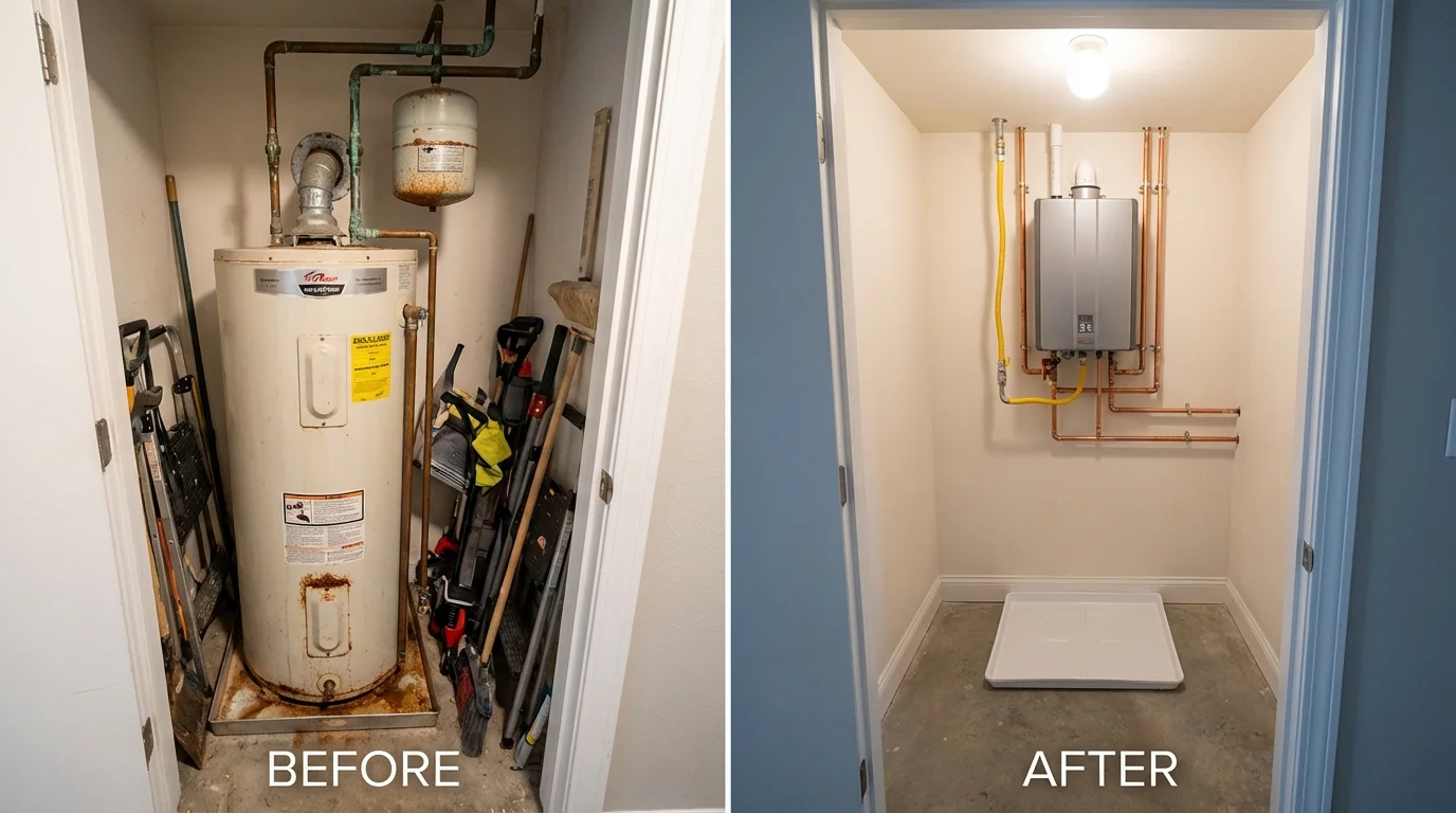 Tank water heater versus wall-mounted tankless unit comparison for Ithaca, MI homeowners
